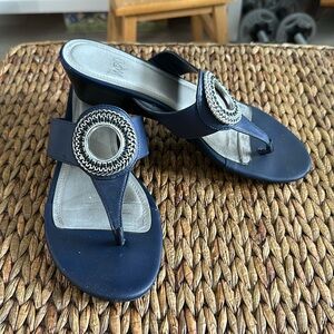 Impo Gemmy 8 Navy Blue Sandals with Low Wedge 1.5